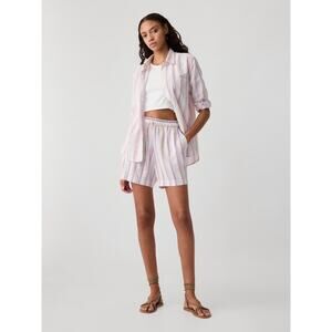 Linen-Blend Mid Rise 4" Inseam Shorts